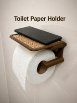 Toilet Paper Holder with Flip-Up Shelf & Quick Swap