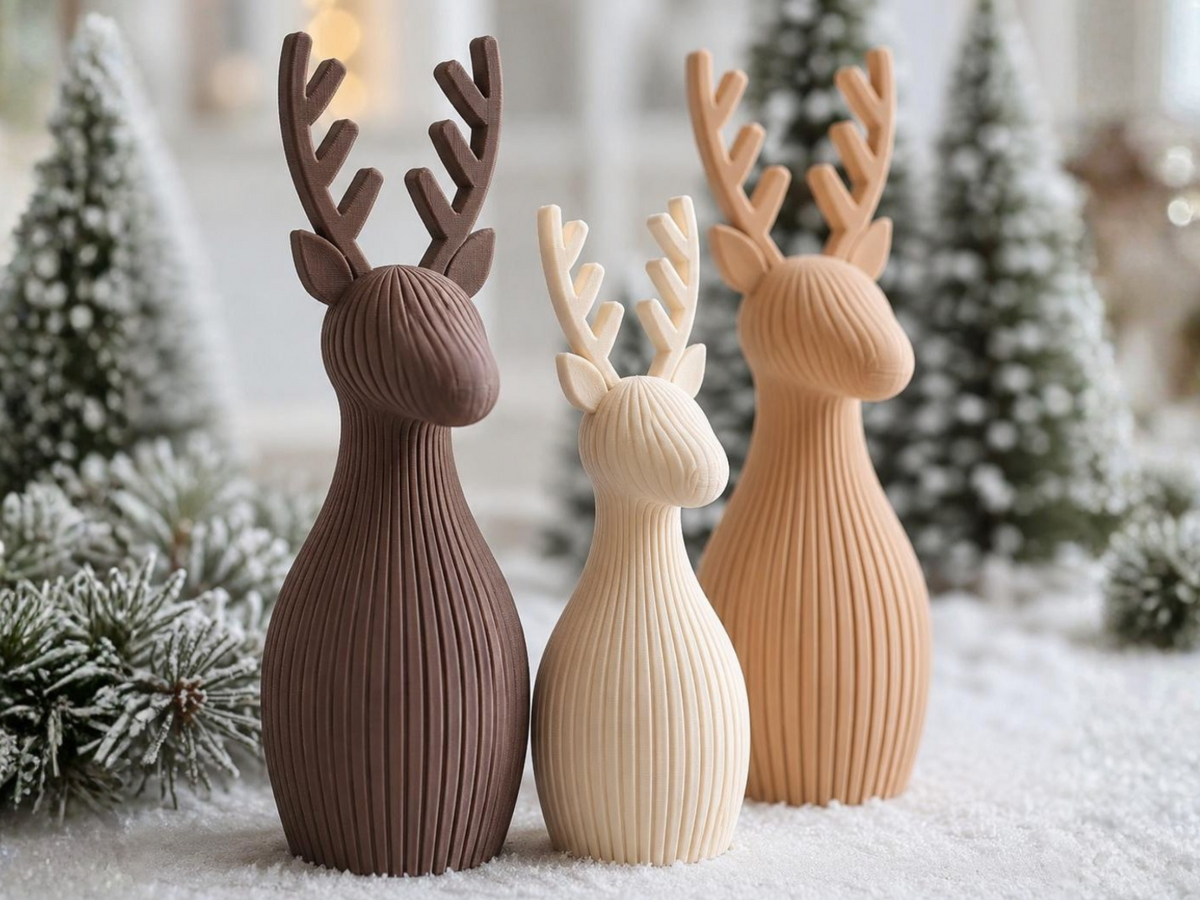 Japandi Christmas set of 3 reindeer figures, 15, 12 and 9 cm
