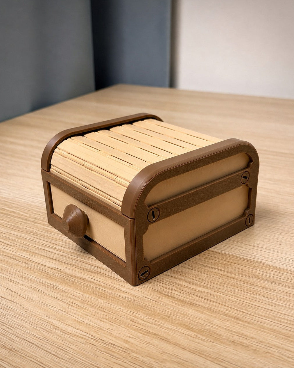 Tambour Roll-Top Organizer Box – Desk & Jewelry Storage