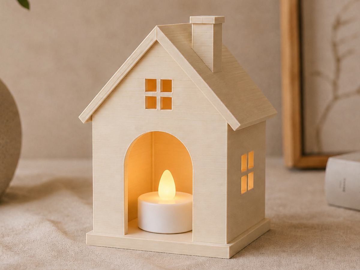 Minimalist Christmas house for LED tealights, 10 cm