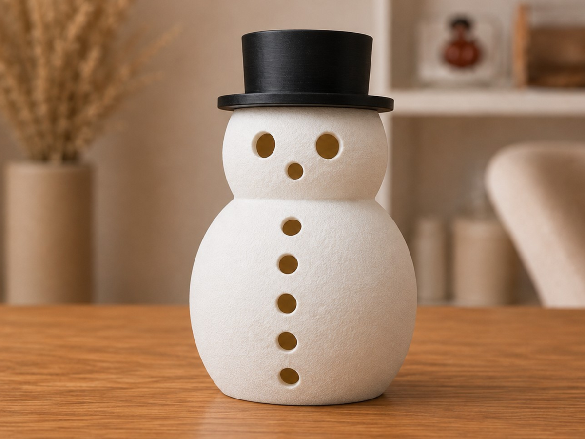 Snowman tealight holder – LED lantern with top hat