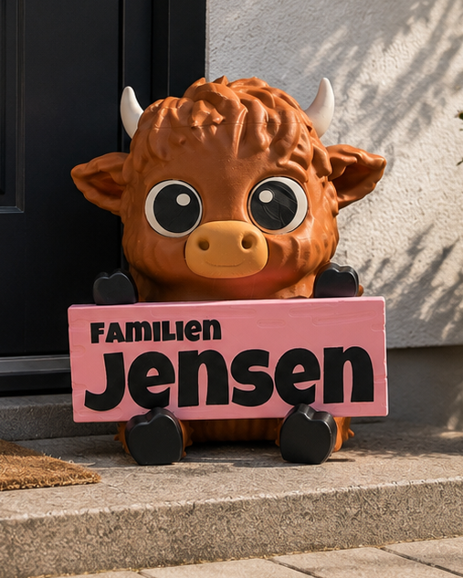 Welcome Sign with Highland Cow 28 cm – Personalised Name Sign