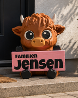 Welcome Sign with Highland Cow 28 cm – Personalised Name Sign