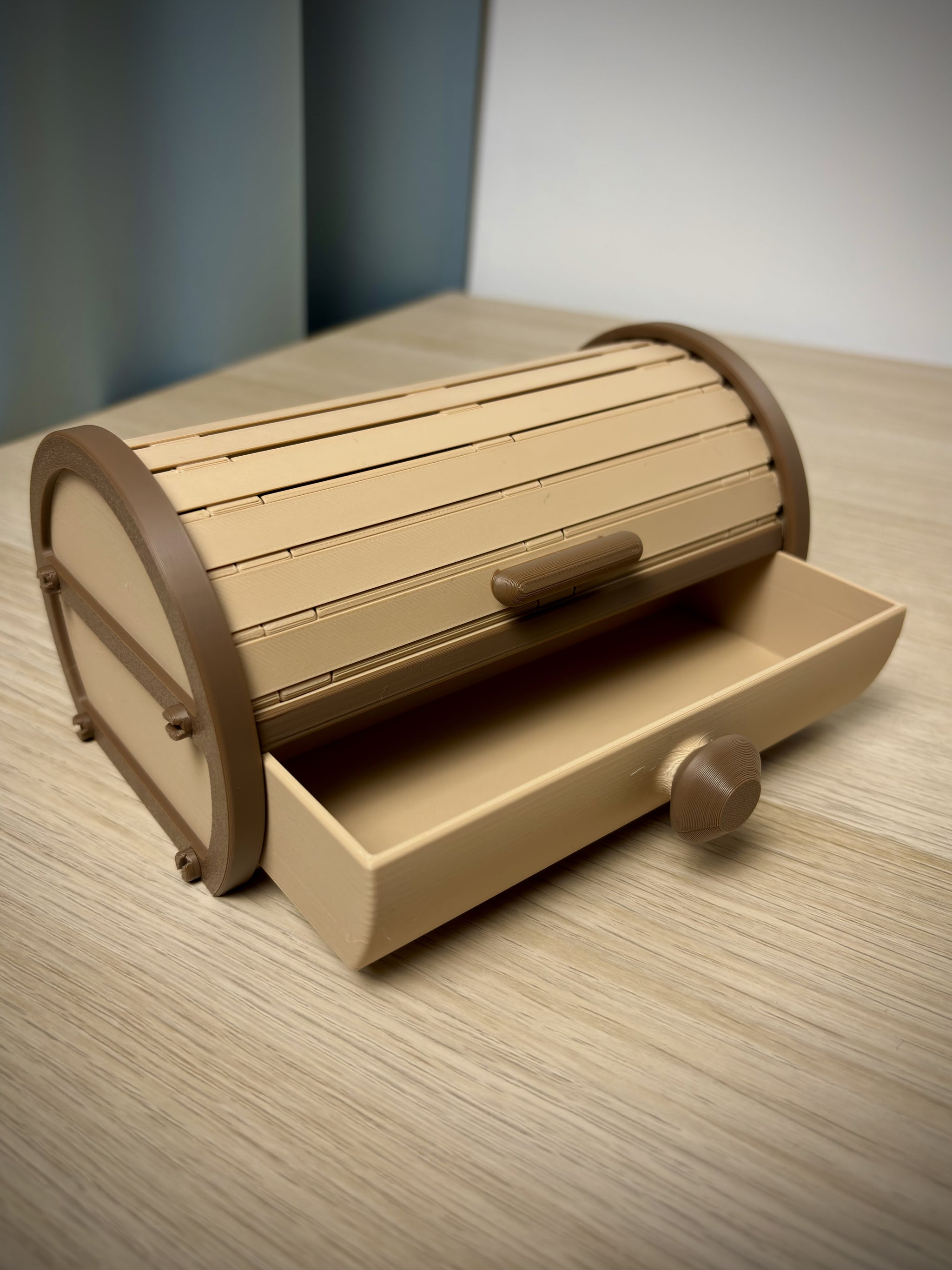 Cylinder Tambour Box – Roll-Top Desk & Workshop Organizer