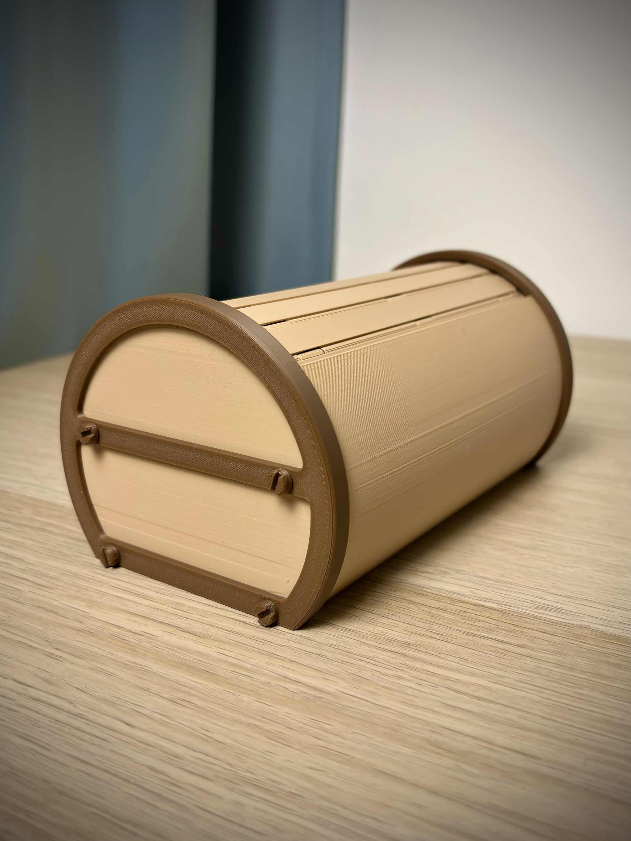 Cylinder Tambour Box – Roll-Top Desk & Workshop Organizer