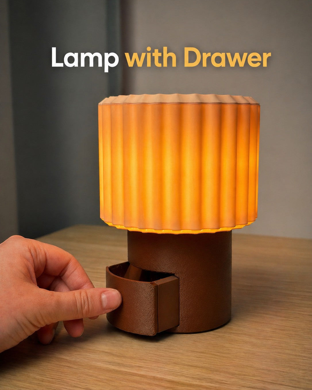 Lamp with Hidden Drawer – Push-Open Storage