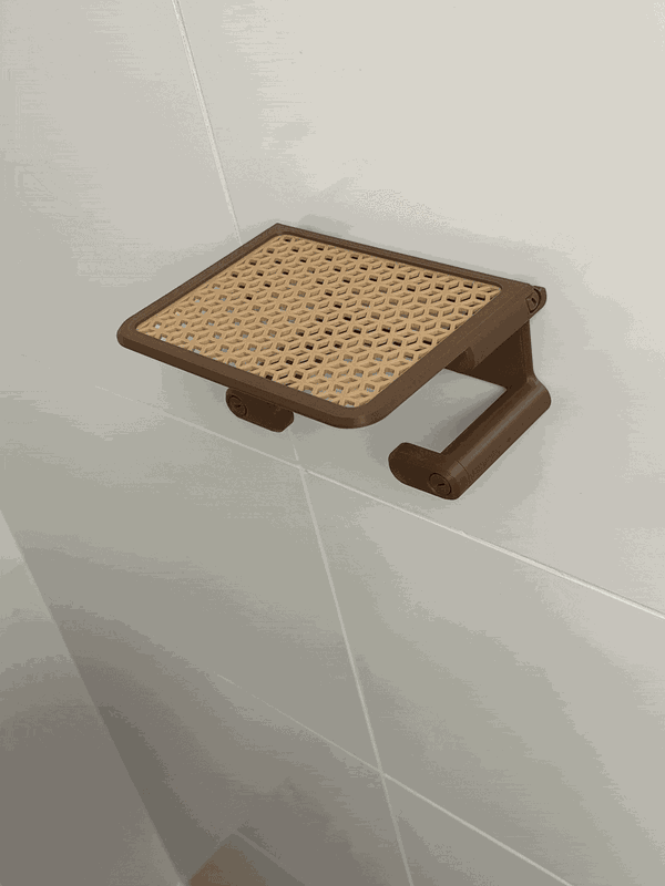 Toilet Paper Holder with Flip-Up Shelf & Quick Swap
