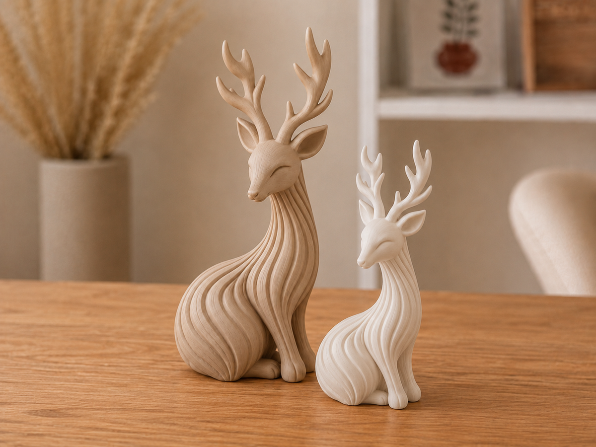 Deer figure – pair of deer in Japandi style, 15 and 12 cm