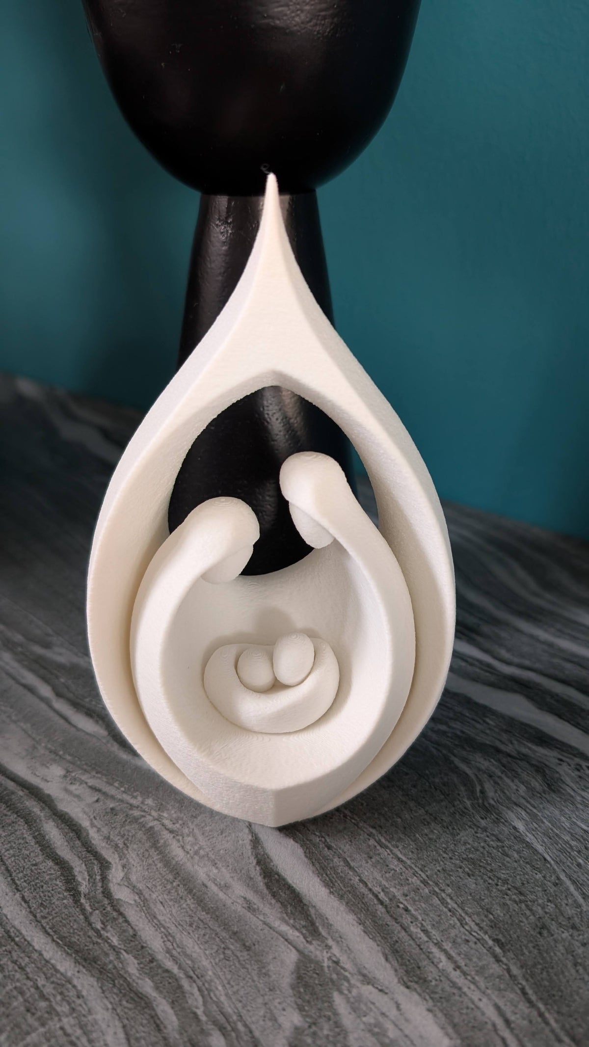 Minimalist Nordic nativity scene with the Holy Family
