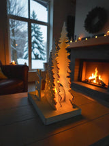 Close-up detail of the Christmas decoration tealight holder slot and silhouette edge