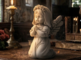 Praying angel girl with veil and rose wreath, First Communion gift
