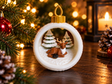 Christmas Bauble with Teddy Bear and Tree – 3D Printed Ornament