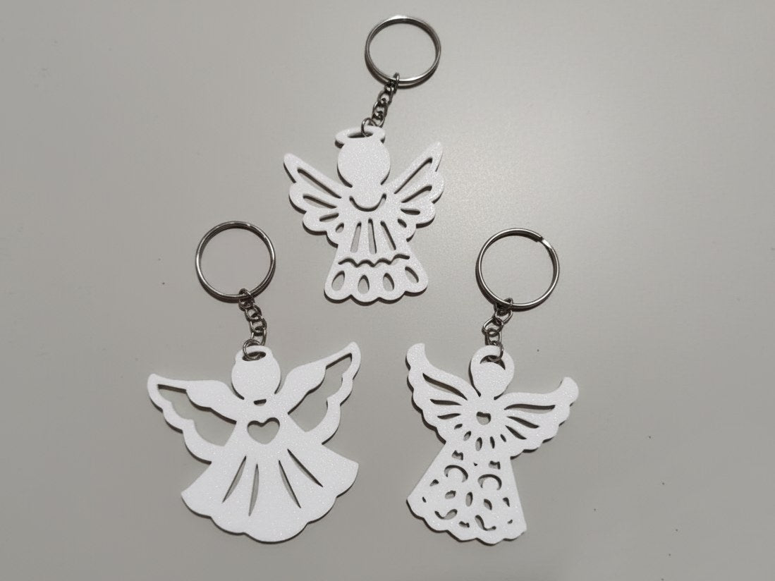 Three angel charms for a keyring or Christmas tree