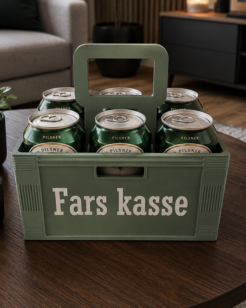 Ølkasse til 6 dåser – "Fars kasse" gavekasse med hank