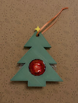 Christmas tree gift tag with space for a chocolate ball