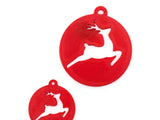 Gift tag with cut-out leaping reindeer