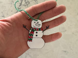 Gift tag shaped like a snowman