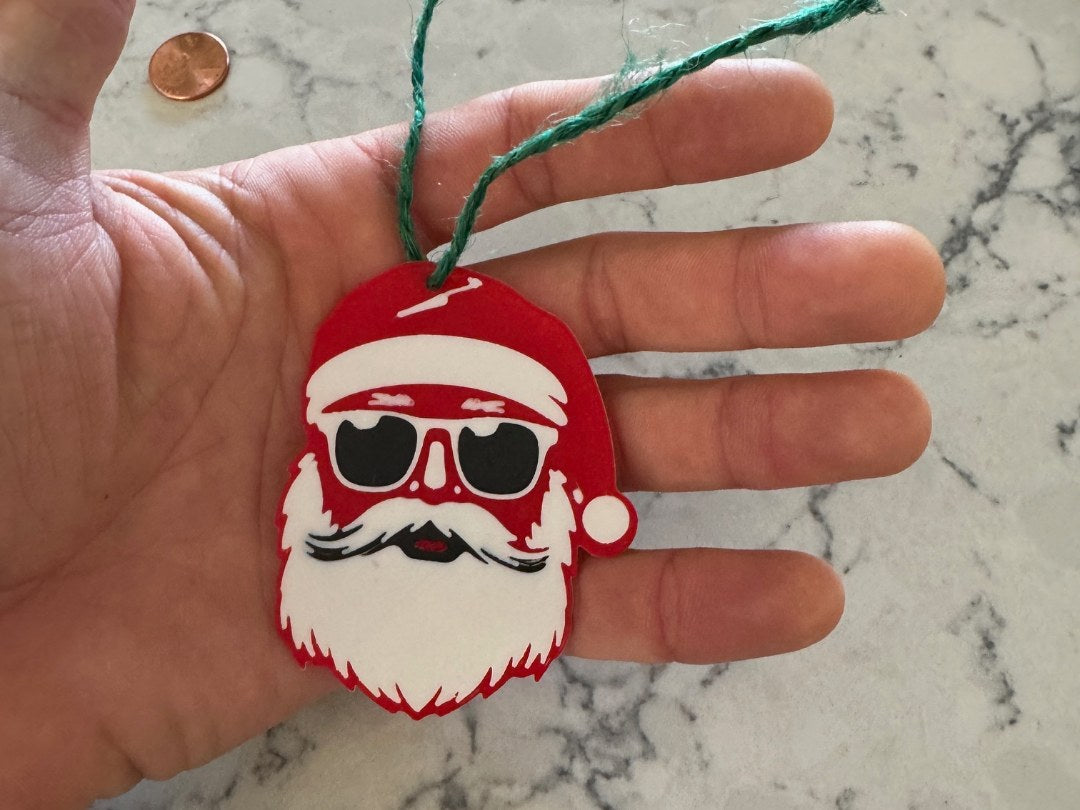Gift tag with a cool Santa in sunglasses