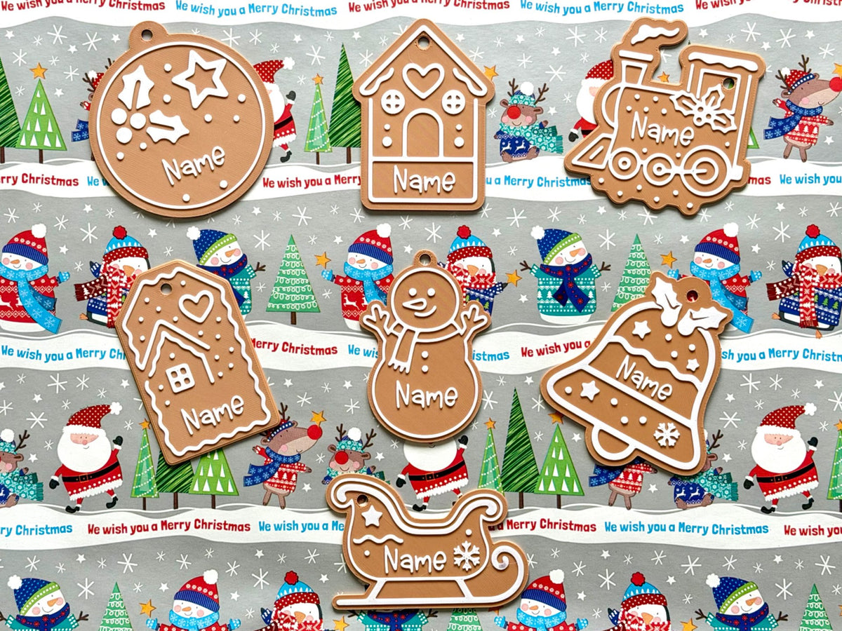Personalized Christmas gift tags with name – gingerbread