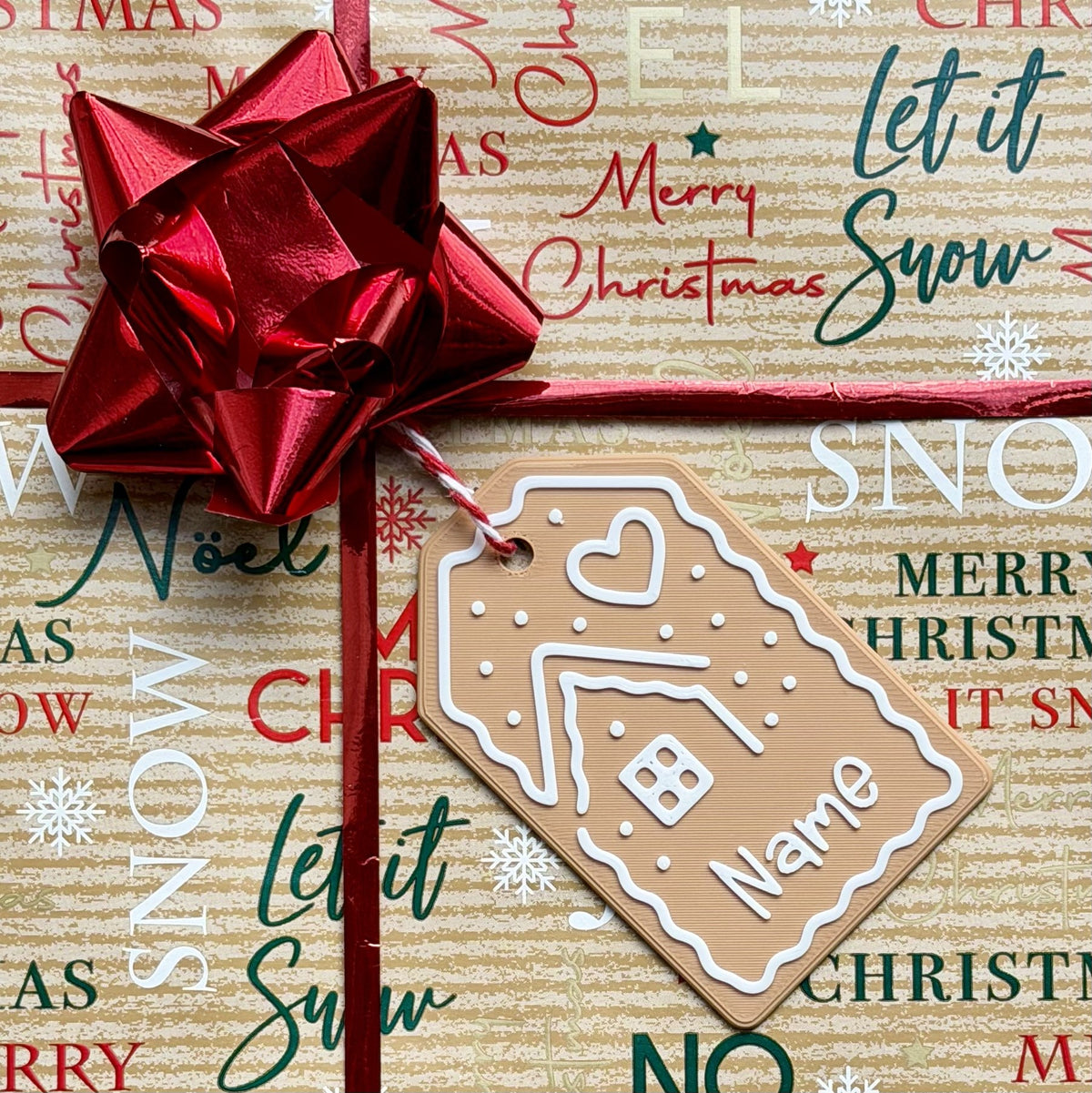 Personalized Christmas gift tags with name – gingerbread