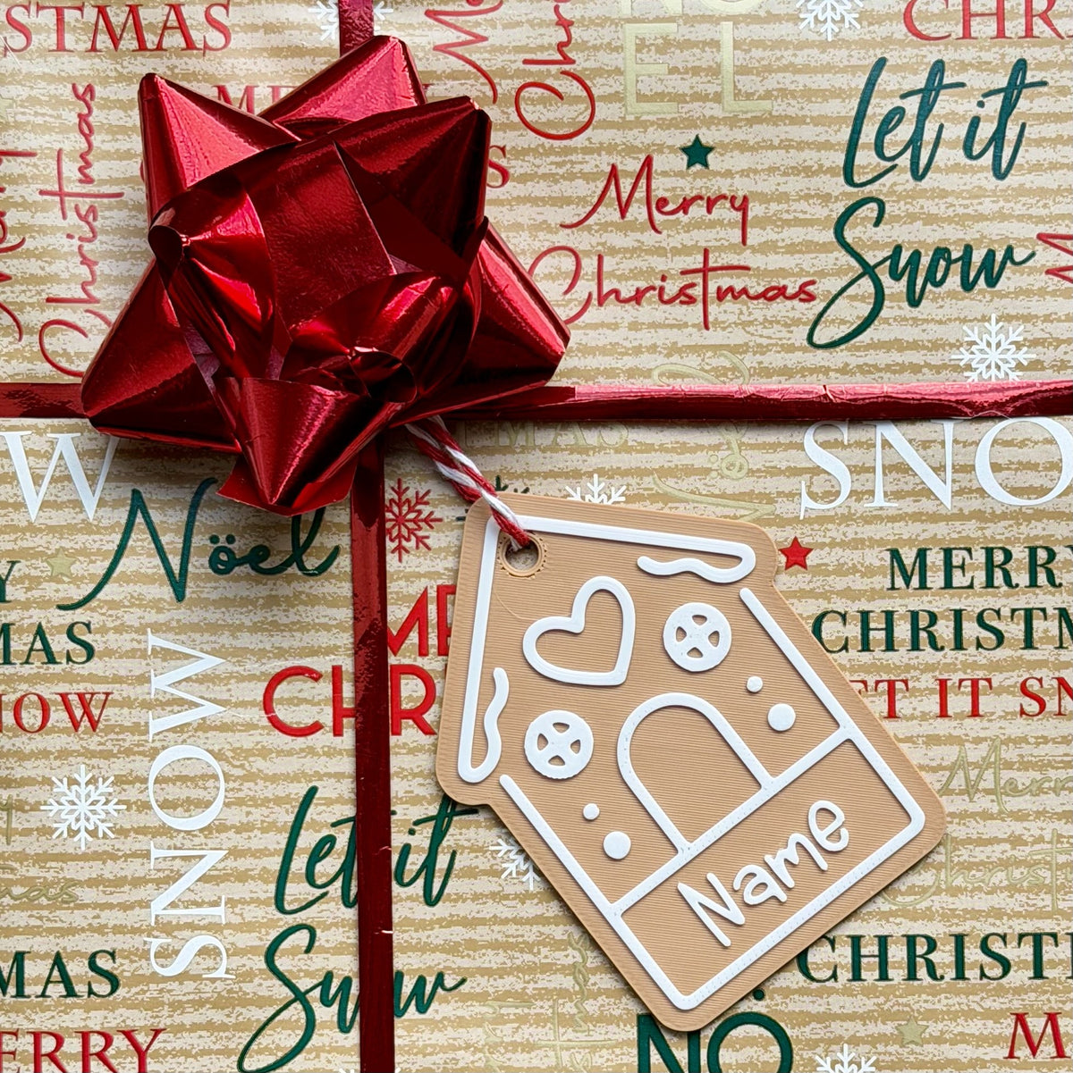 Personalized Christmas gift tags with name – gingerbread