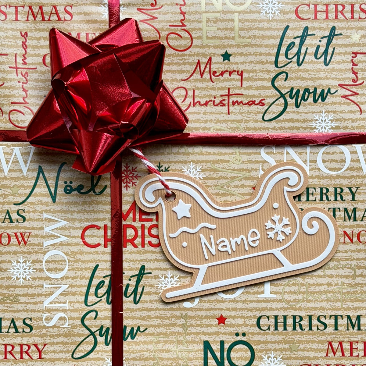 Personalized Christmas gift tags with name – gingerbread
