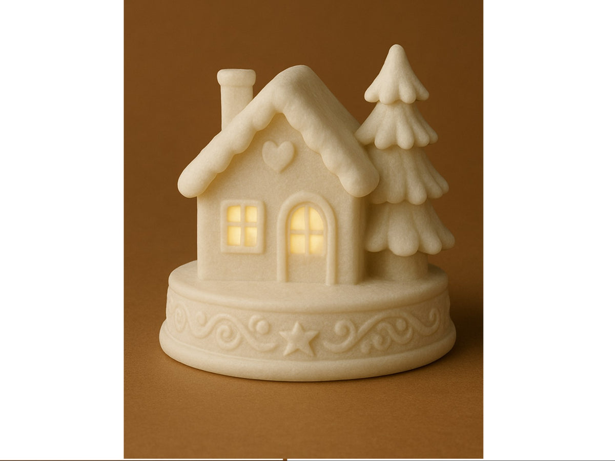 Gingerbread house for tealights – Christmas house with two fir trees
