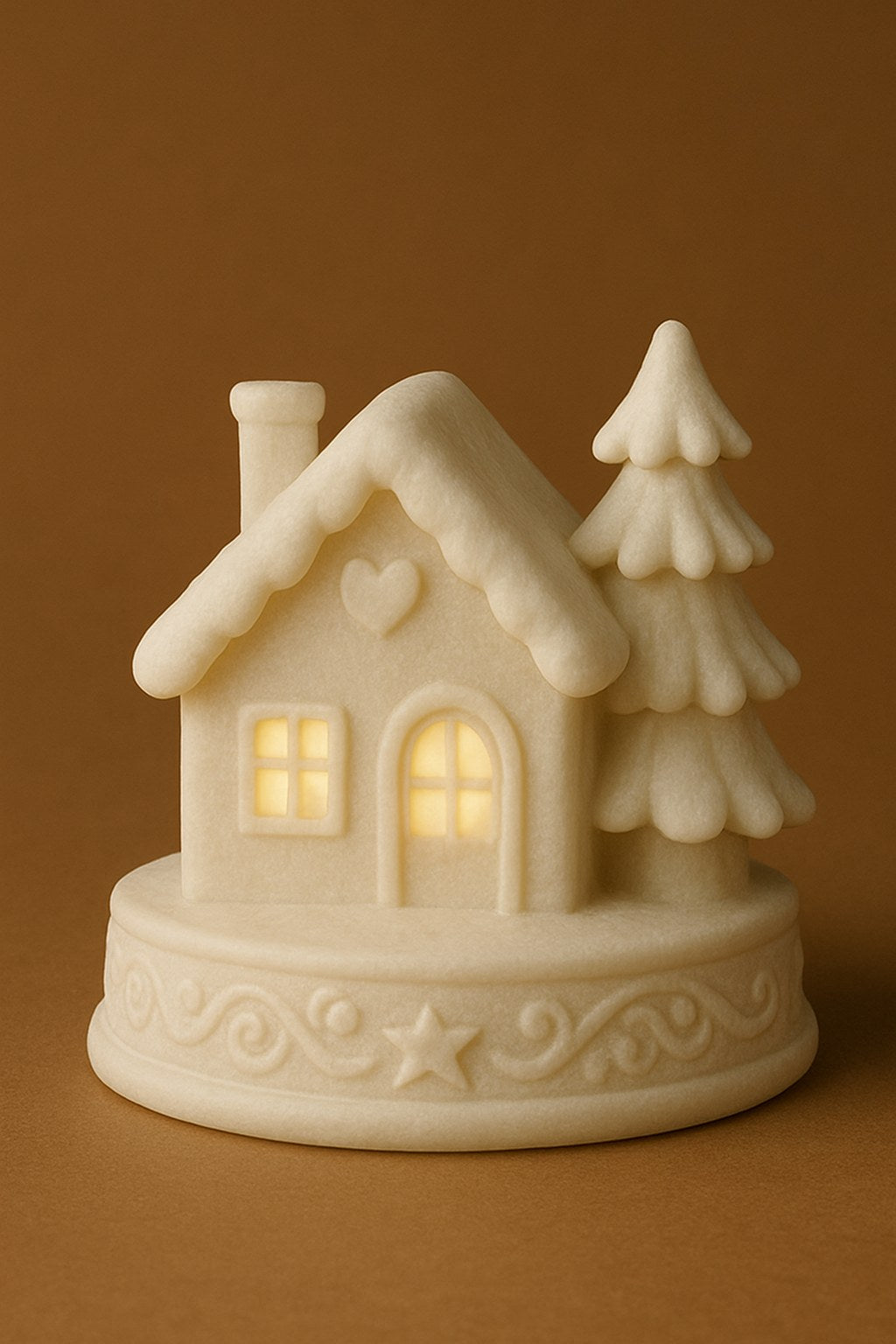 Gingerbread house for tealights – Christmas house with two fir trees