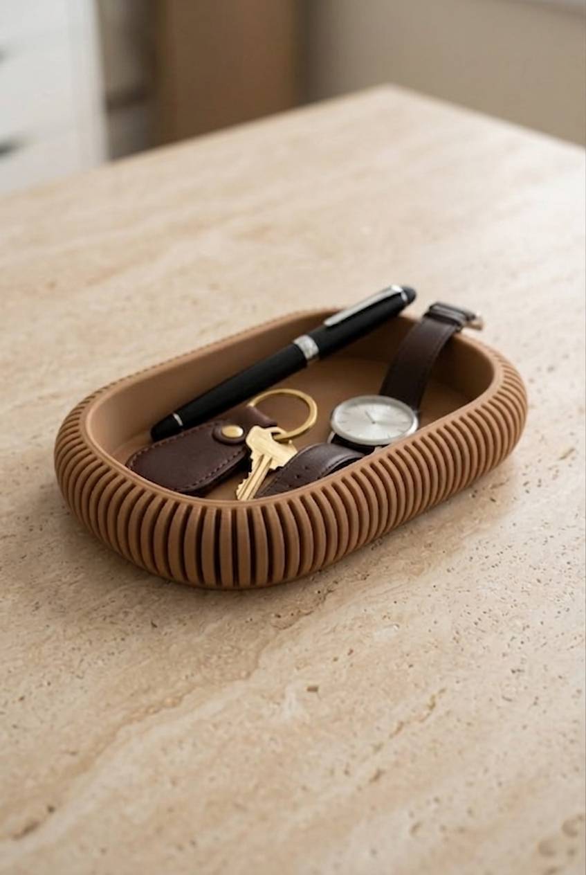 Japandi Oval Tray – Minimalist Key Bowl & Catchall Tray