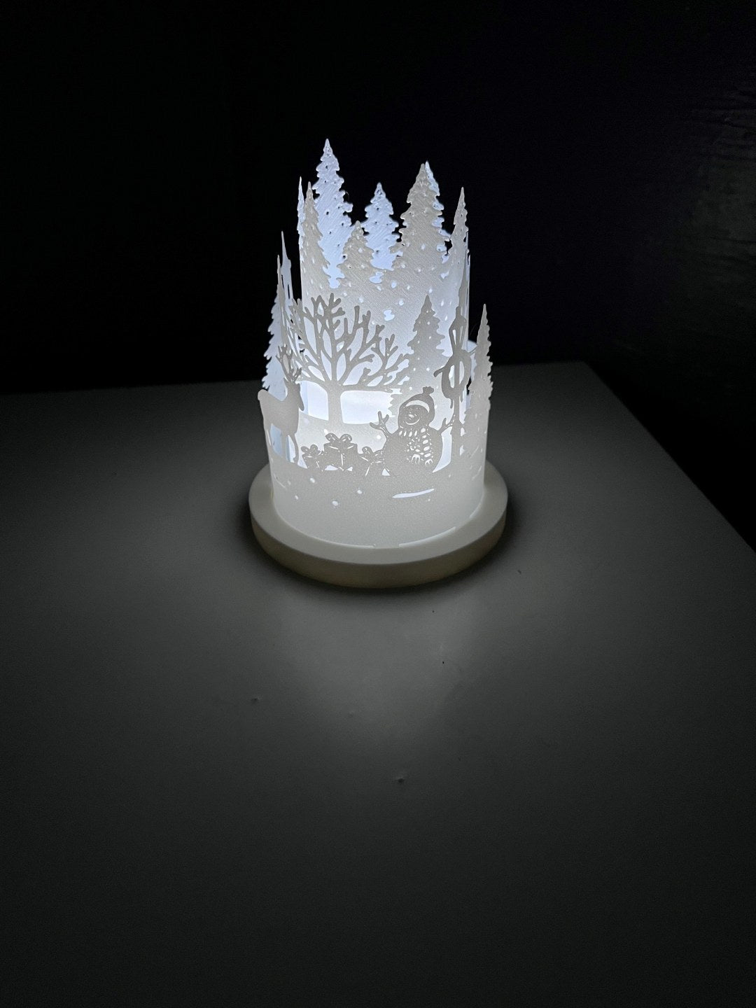 Christmas lantern for tealights with reindeer and snowman