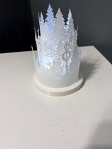Christmas lantern for tealights with reindeer and snowman