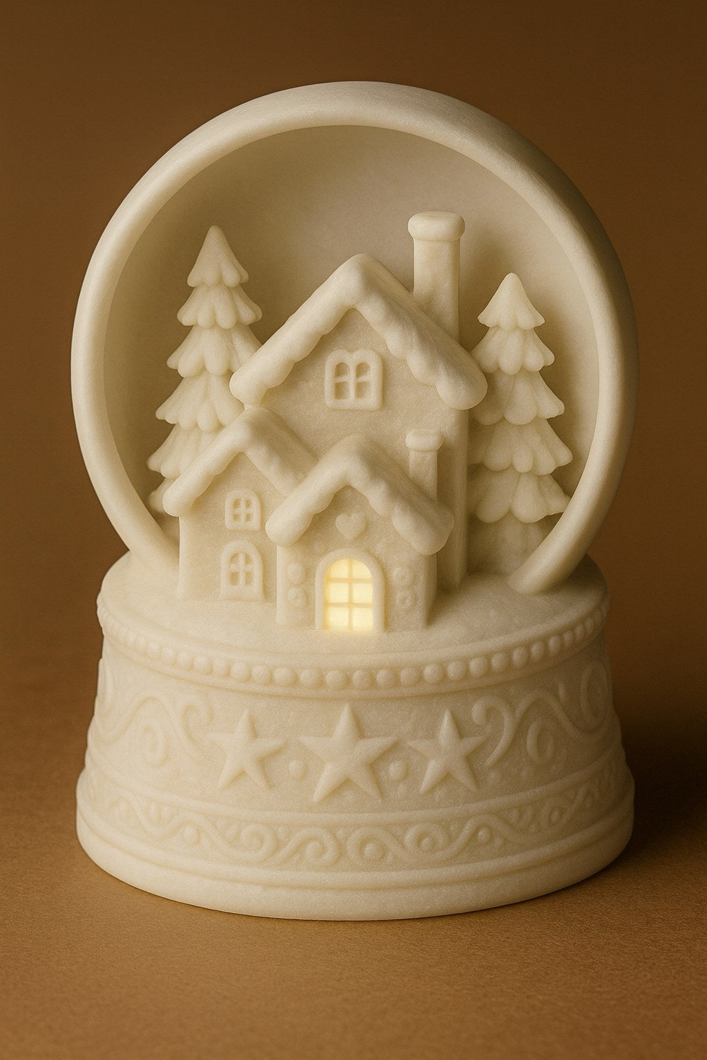 Christmas house for tealights – winter house in a snow globe