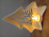 Christmas tree tealight holder with forest scene and reindeer
