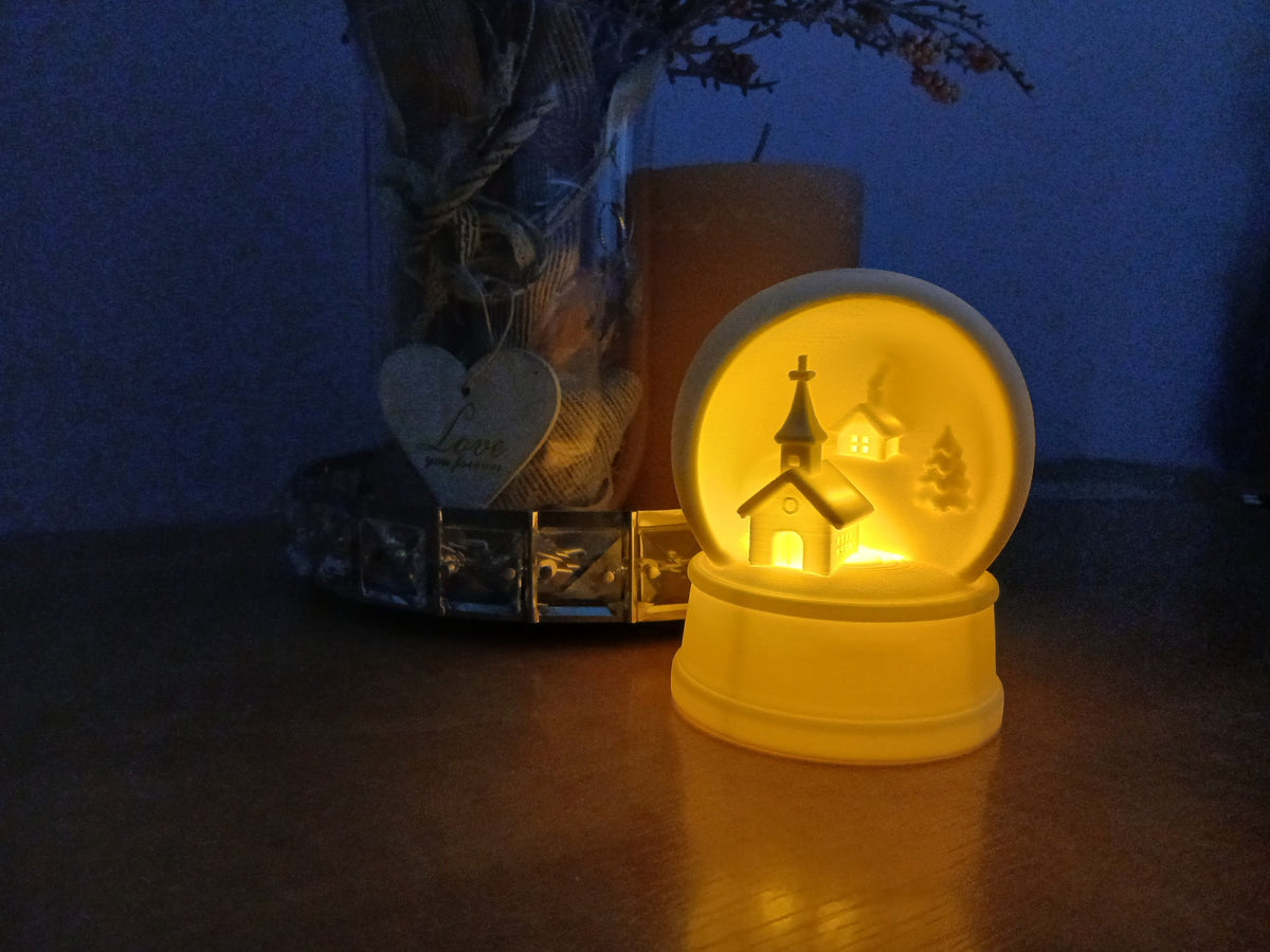 Christmas house for tealights – winter village with church