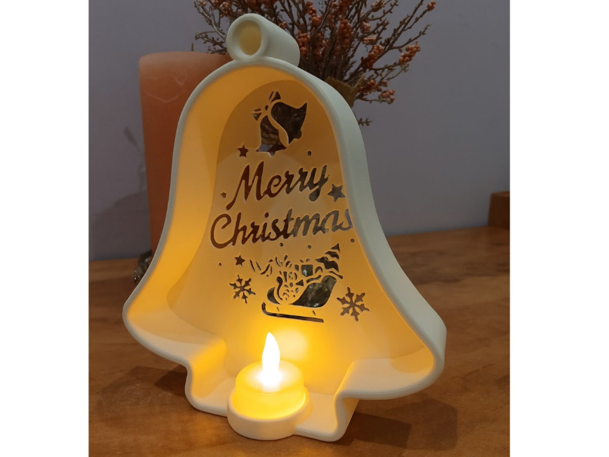 Christmas bell with cut-outs and LED tealight