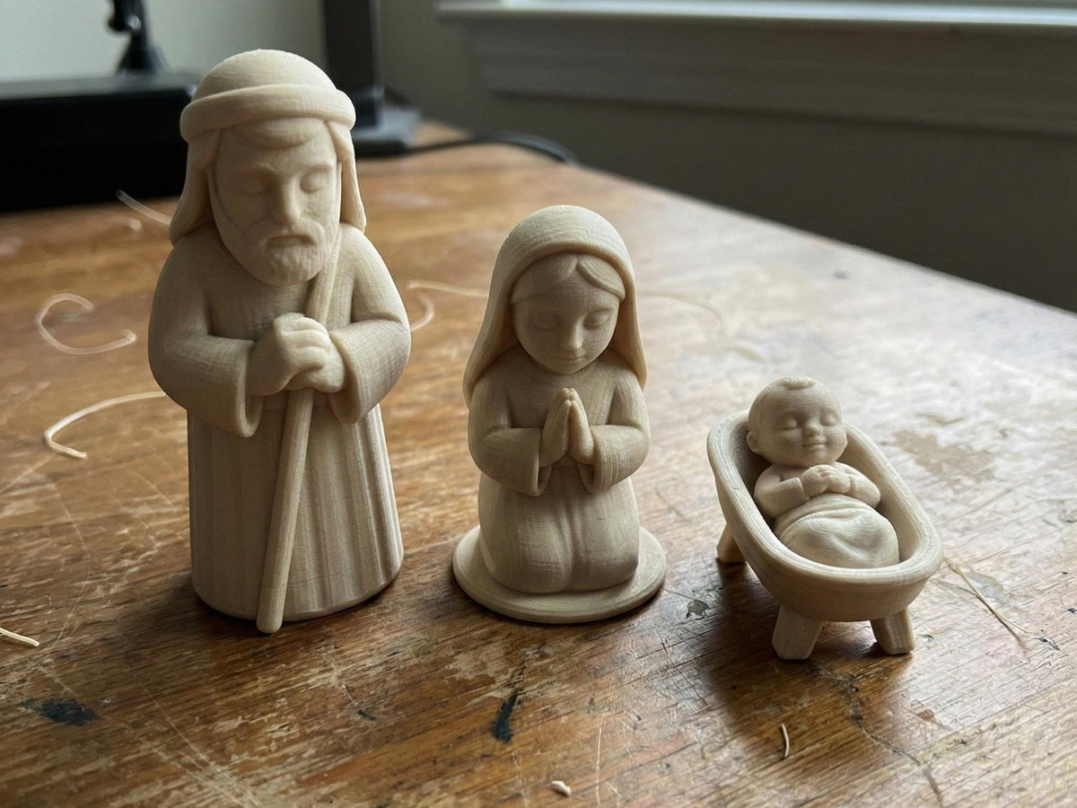 Nativity scene with Joseph, Mary and baby Jesus