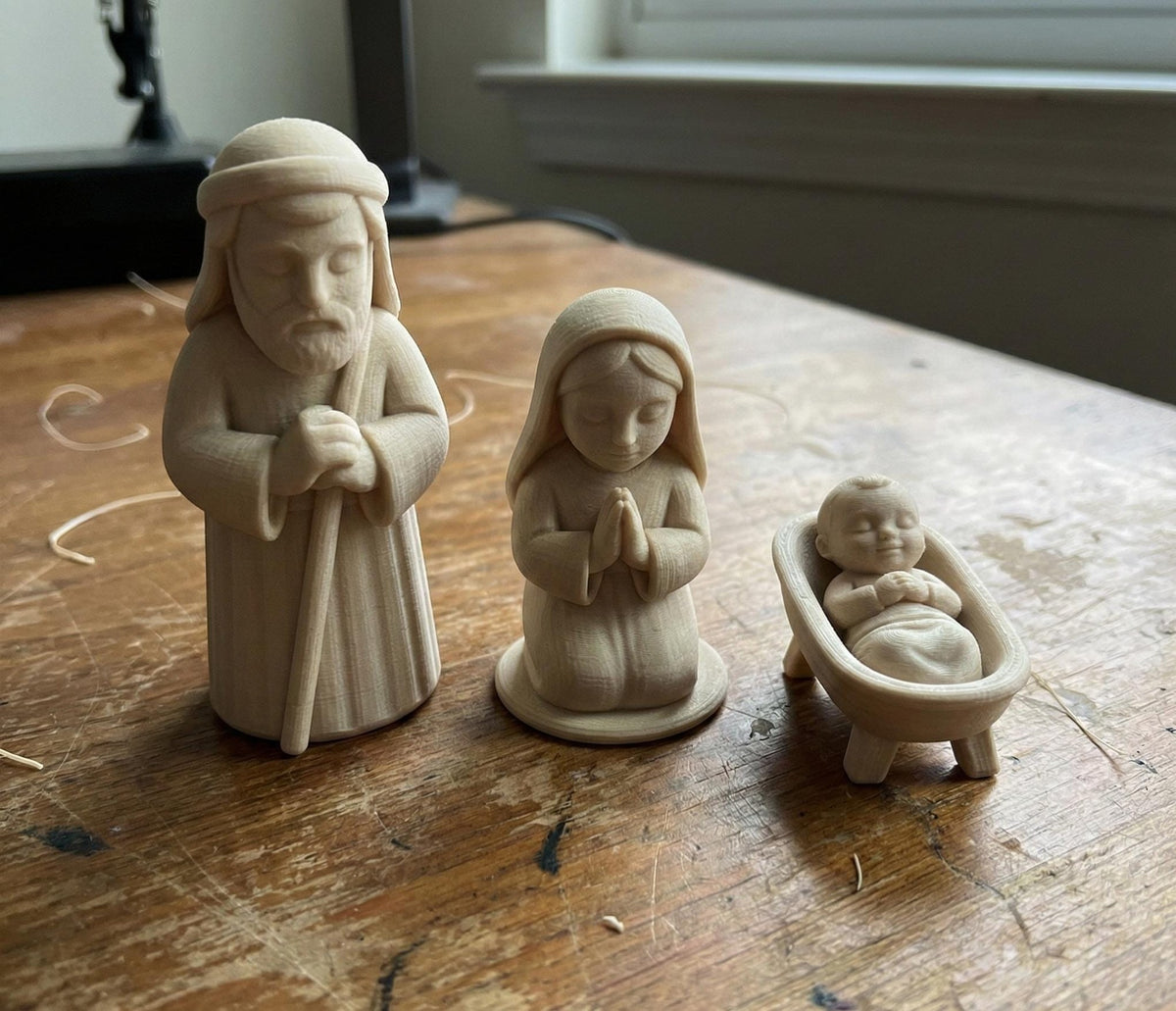 Nativity scene with Joseph, Mary and baby Jesus