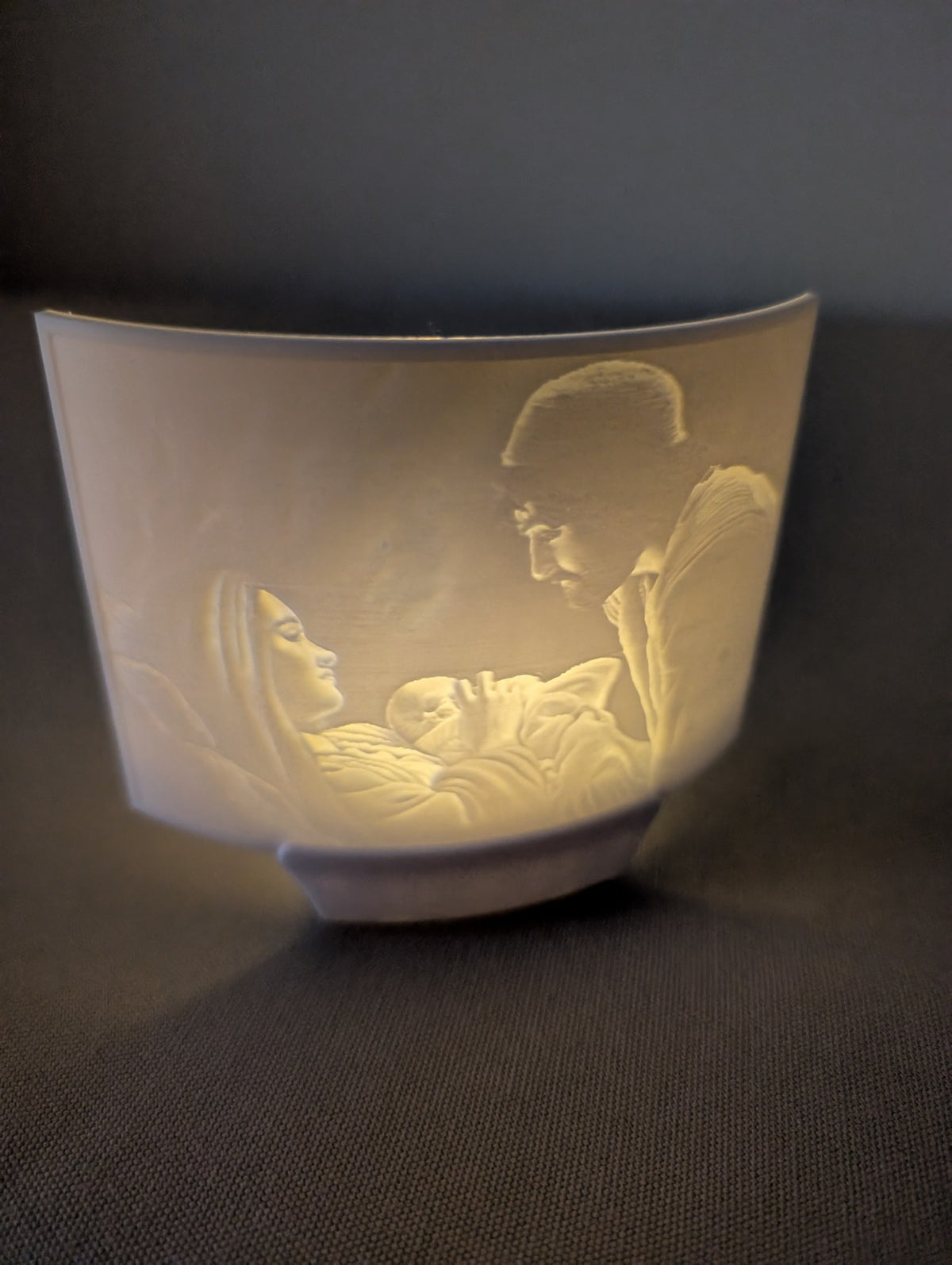Nativity lithophane for an LED tea light