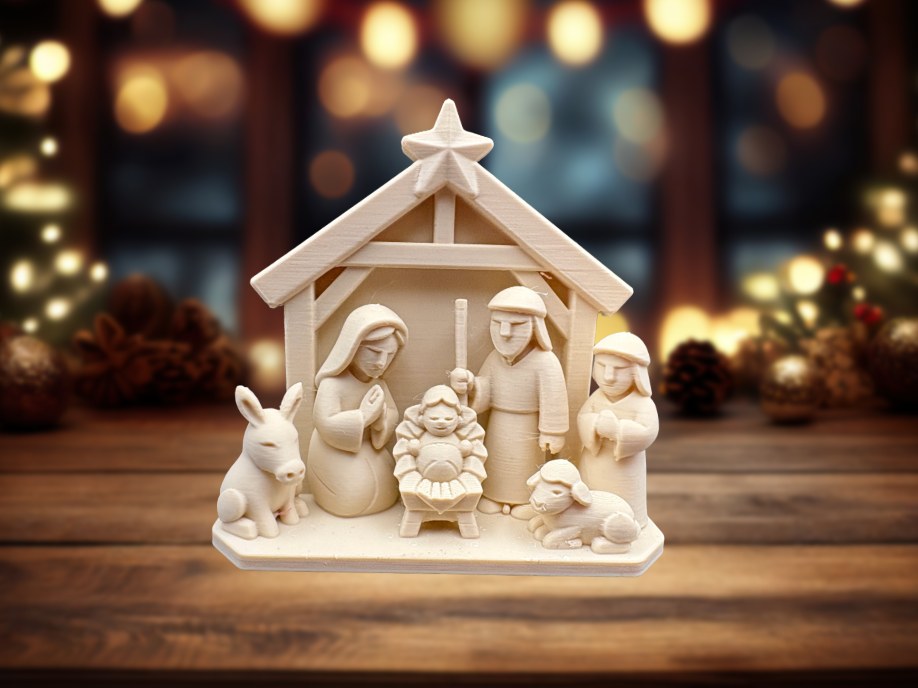 Nativity scene with Mary, Joseph and baby Jesus