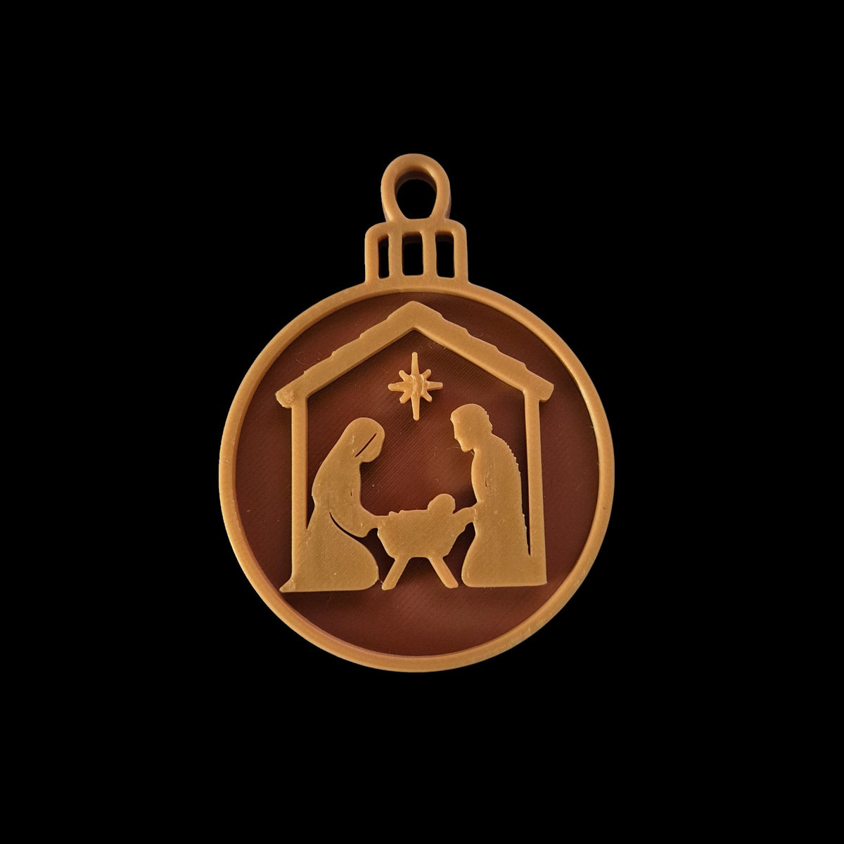 Nativity ornament with Mary, Joseph and baby Jesus