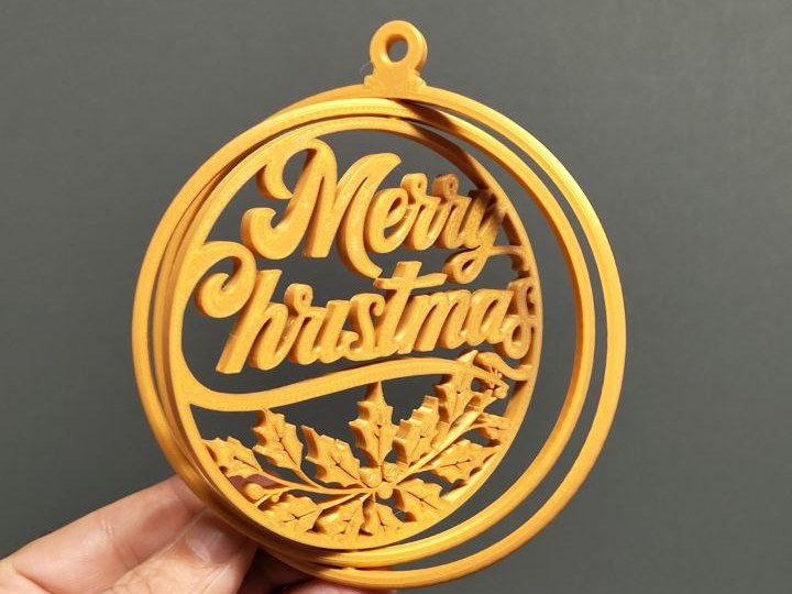 Christmas bauble gyroball with the text Merry Christmas