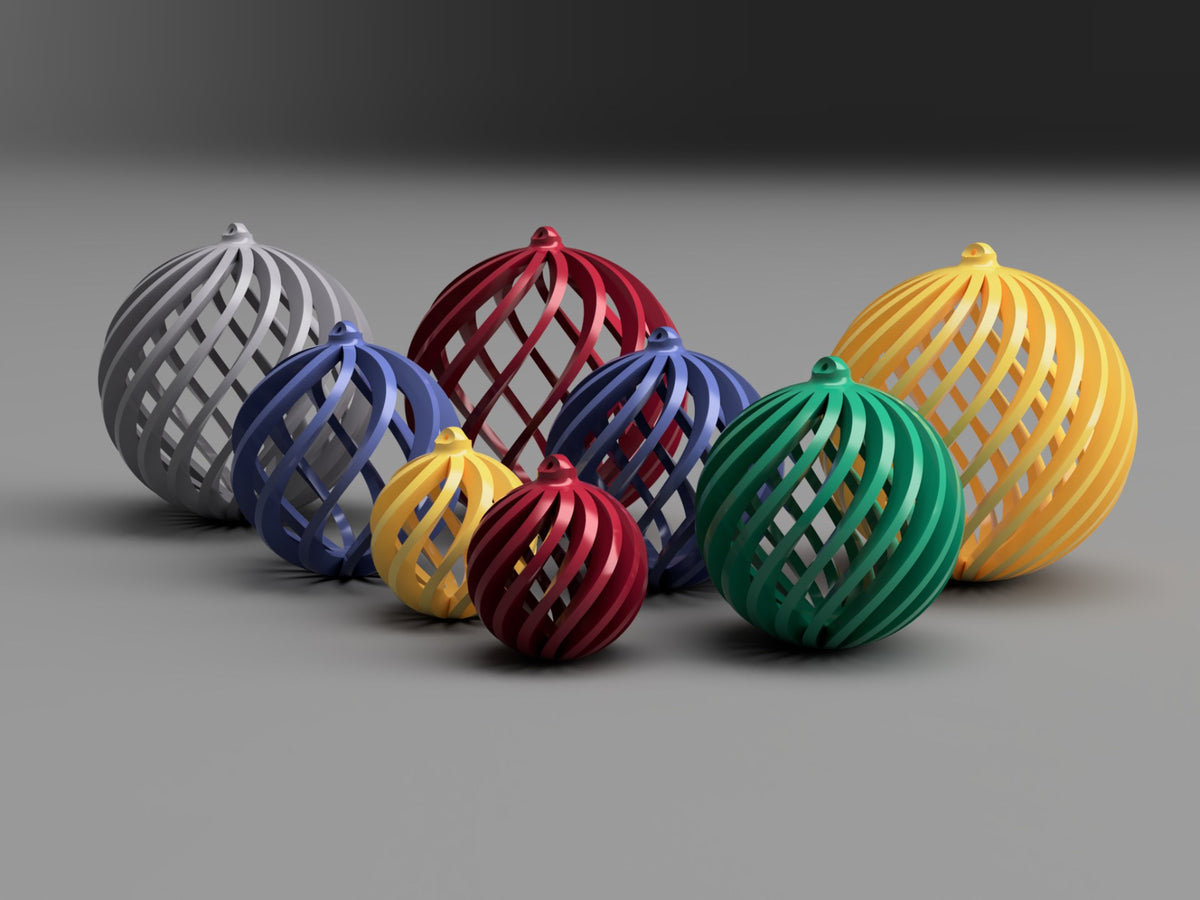 Ribbed Christmas baubles in three sizes