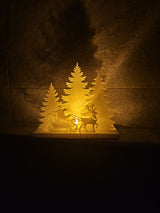 Christmas landscape for LED tealights with fir trees and reindeer
