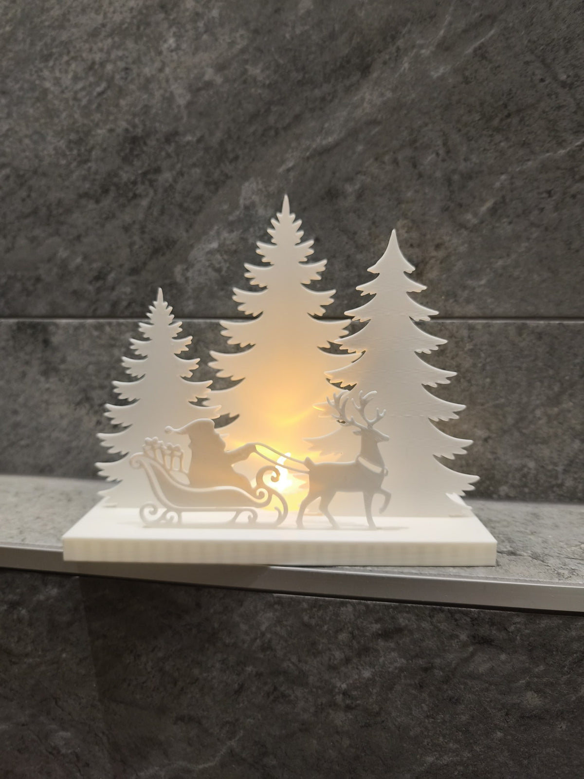 Christmas landscape for LED tealights with fir trees and reindeer