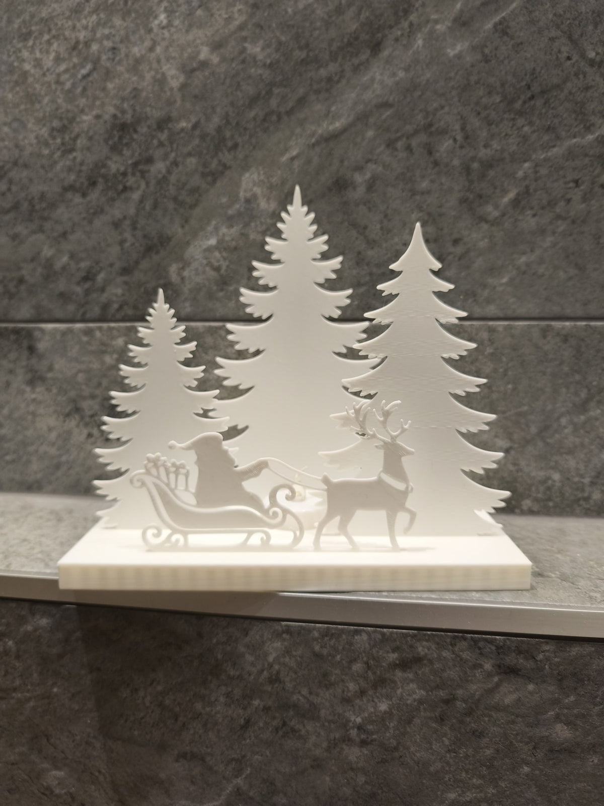 Christmas landscape for LED tealights with fir trees and reindeer