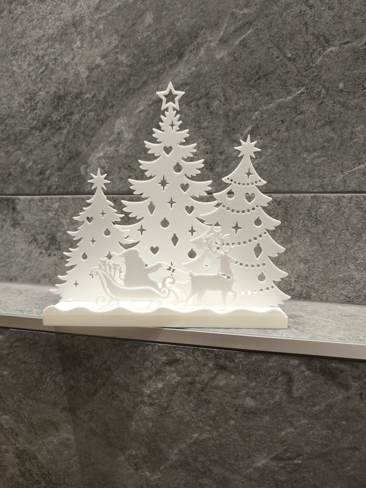 Christmas house for tealights – Santa in sleigh and forest