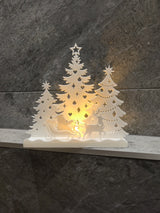 Christmas house for tealights – Santa in sleigh and forest