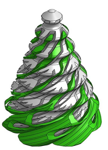 Spiral Christmas tree fidget shaped as a snowflake and Christmas tree
