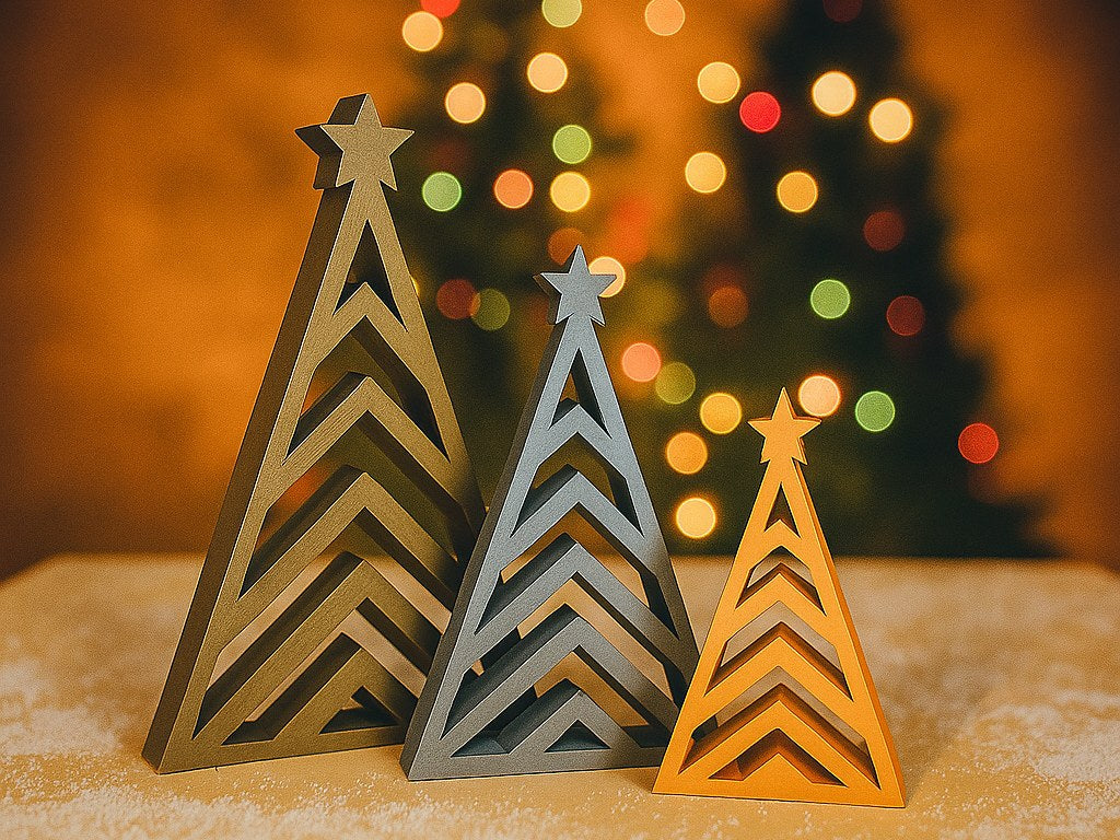 Christmas tree figure in geometric design, 3 sizes