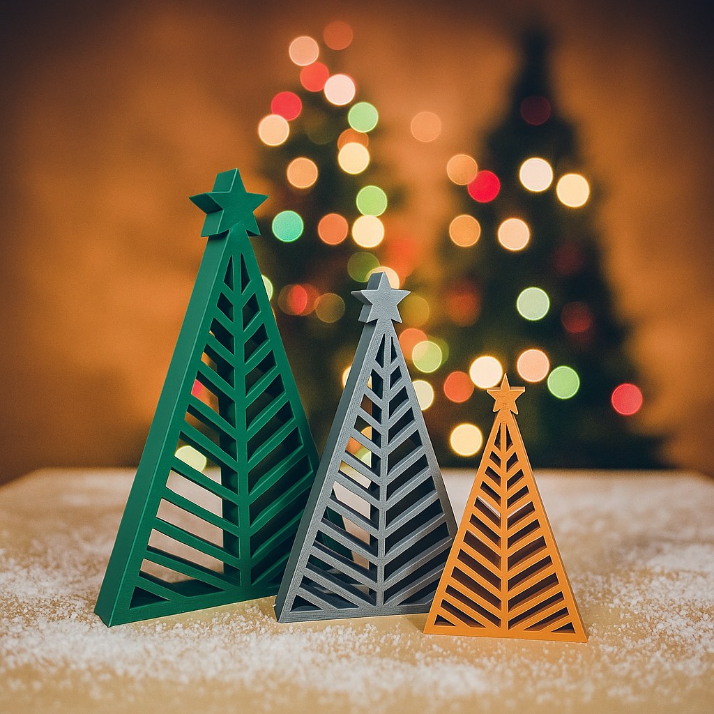 Christmas tree figure in geometric design, 3 sizes